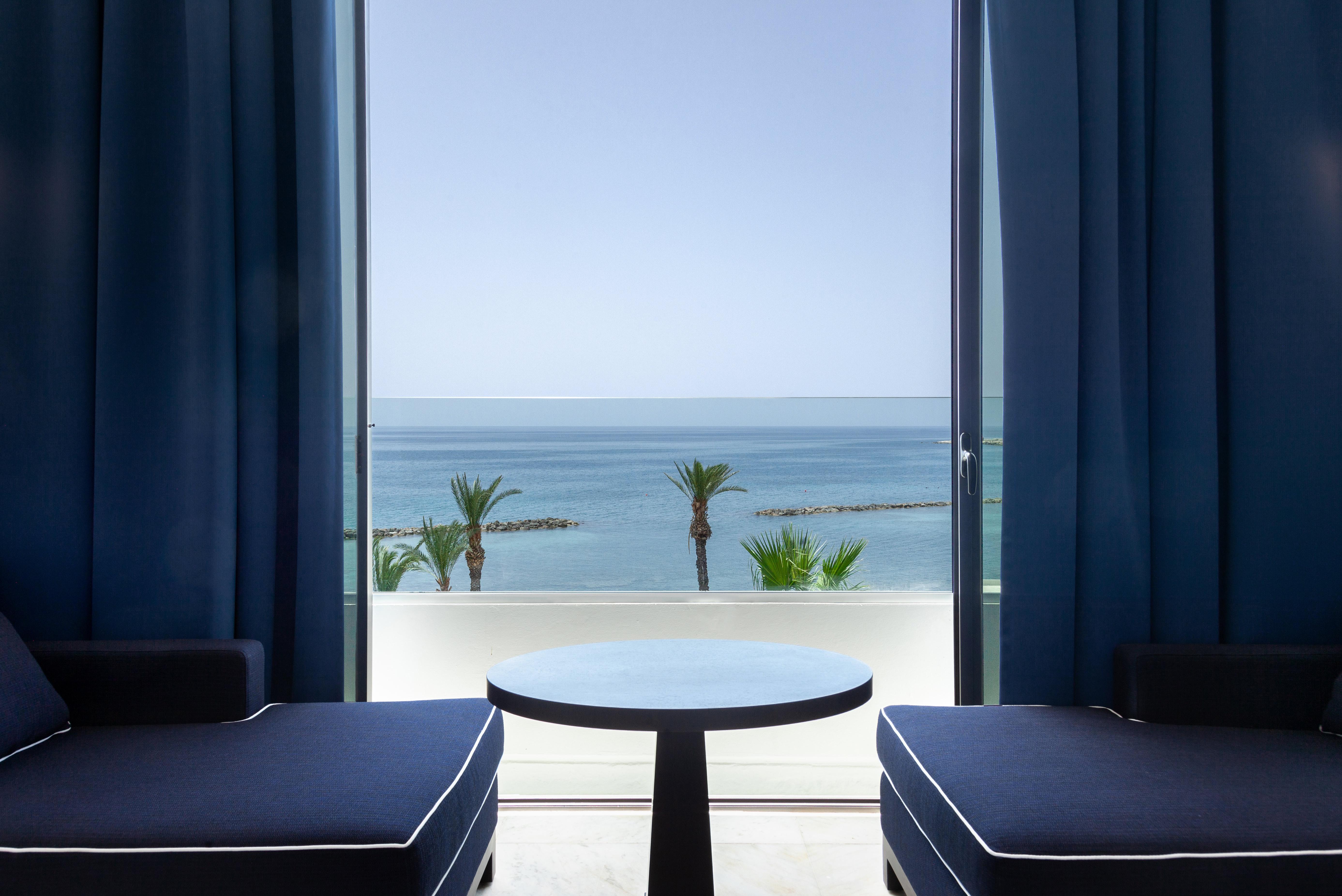 Almyra Hotel Paphos Bagian luar foto Sea view from a room at the hotel